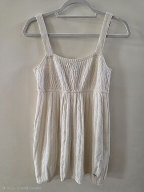 Abercrombie & Fitch 2000s Cream Knit Tank Tunic Top Size M *with defect